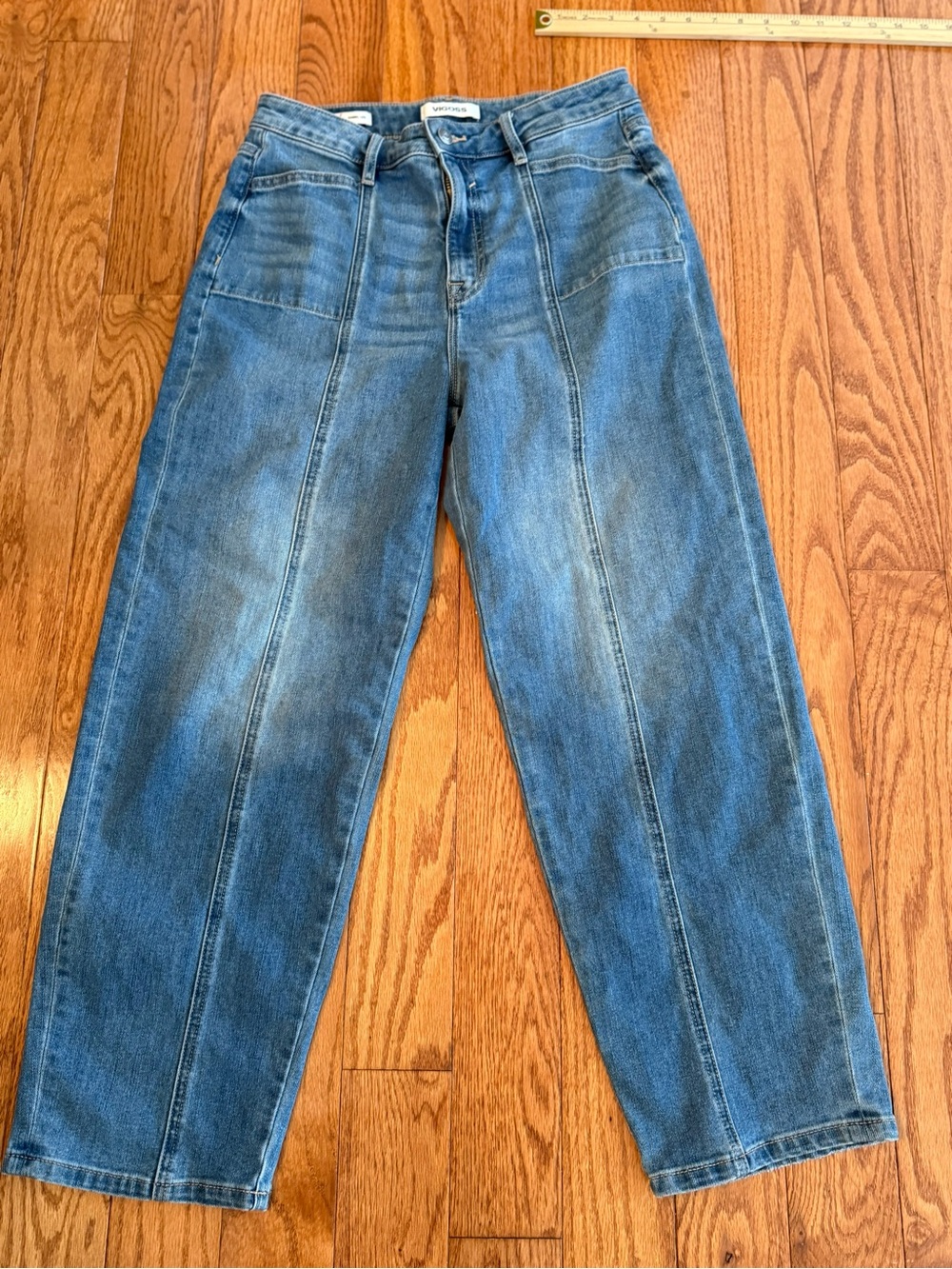 Vigoss Front Seam Barrel Jeans Size 29 Medium Blue Wash